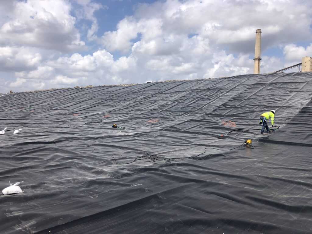 lignite power plant - fly ash pond liner