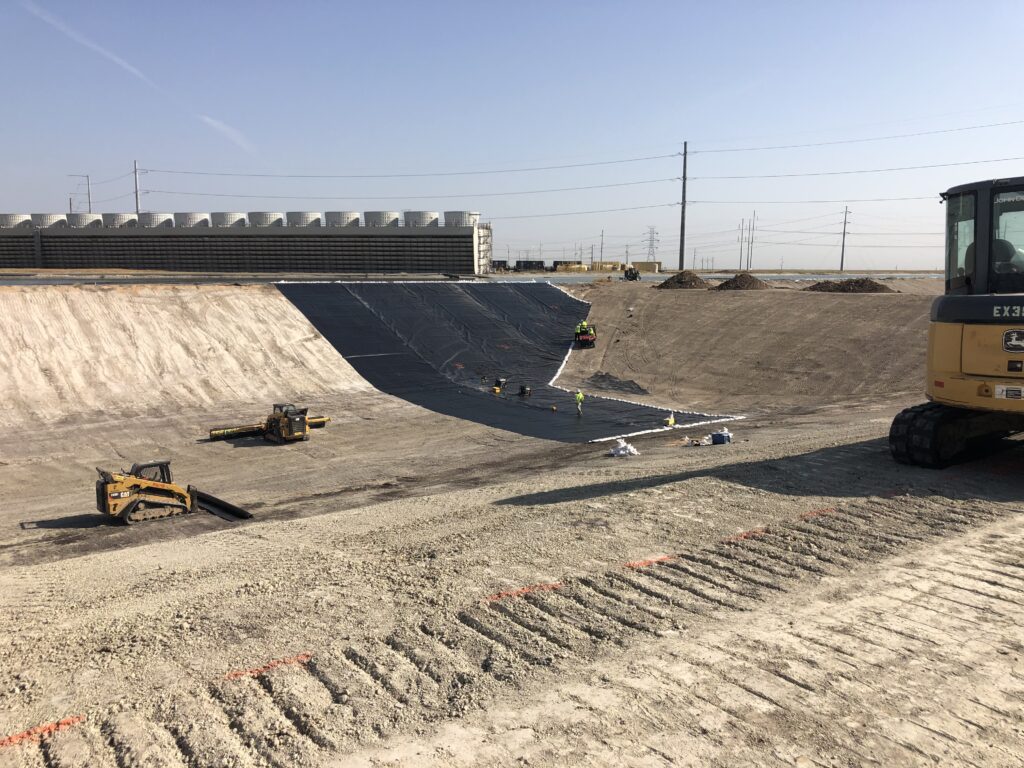 lignite power plant - fly ash pond liner