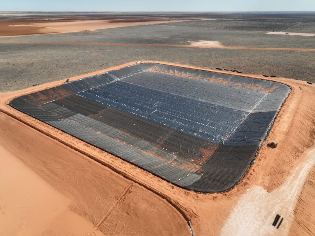 Produced-water-pond-liner-installation