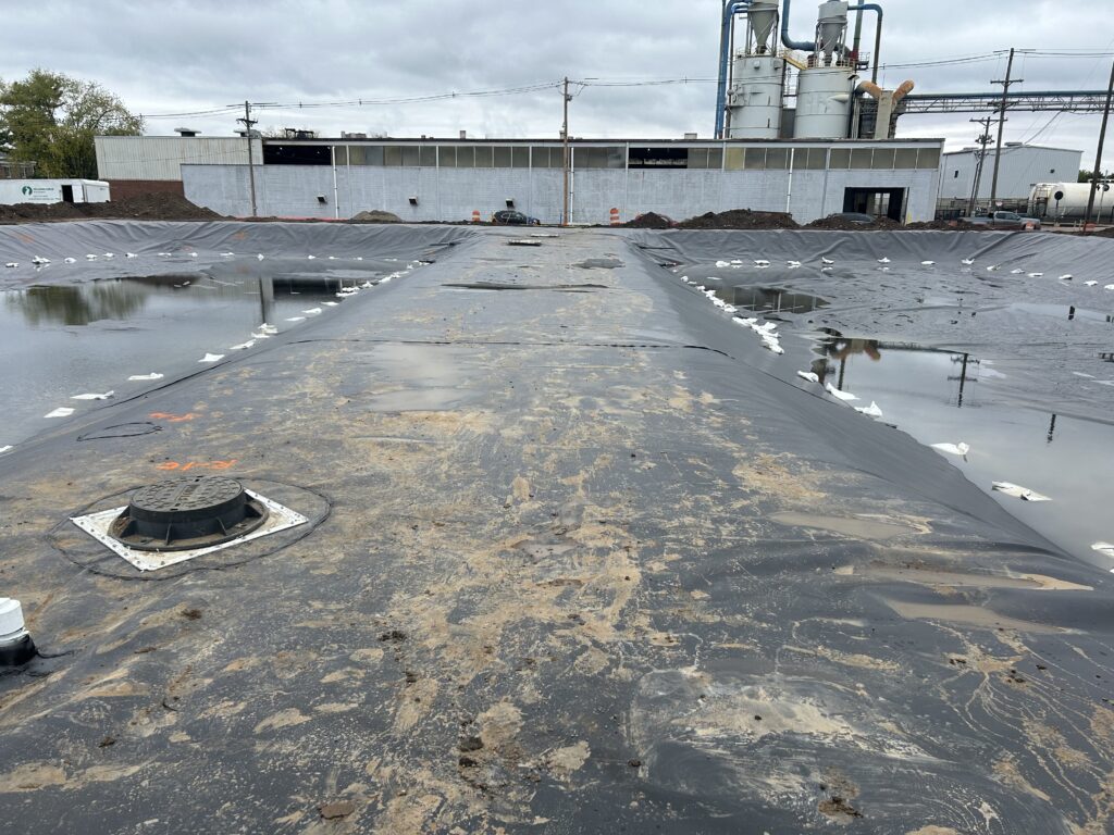 Geosynthetic liner installation on a data center site