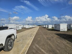 Composite mat temporary roadway on data center site