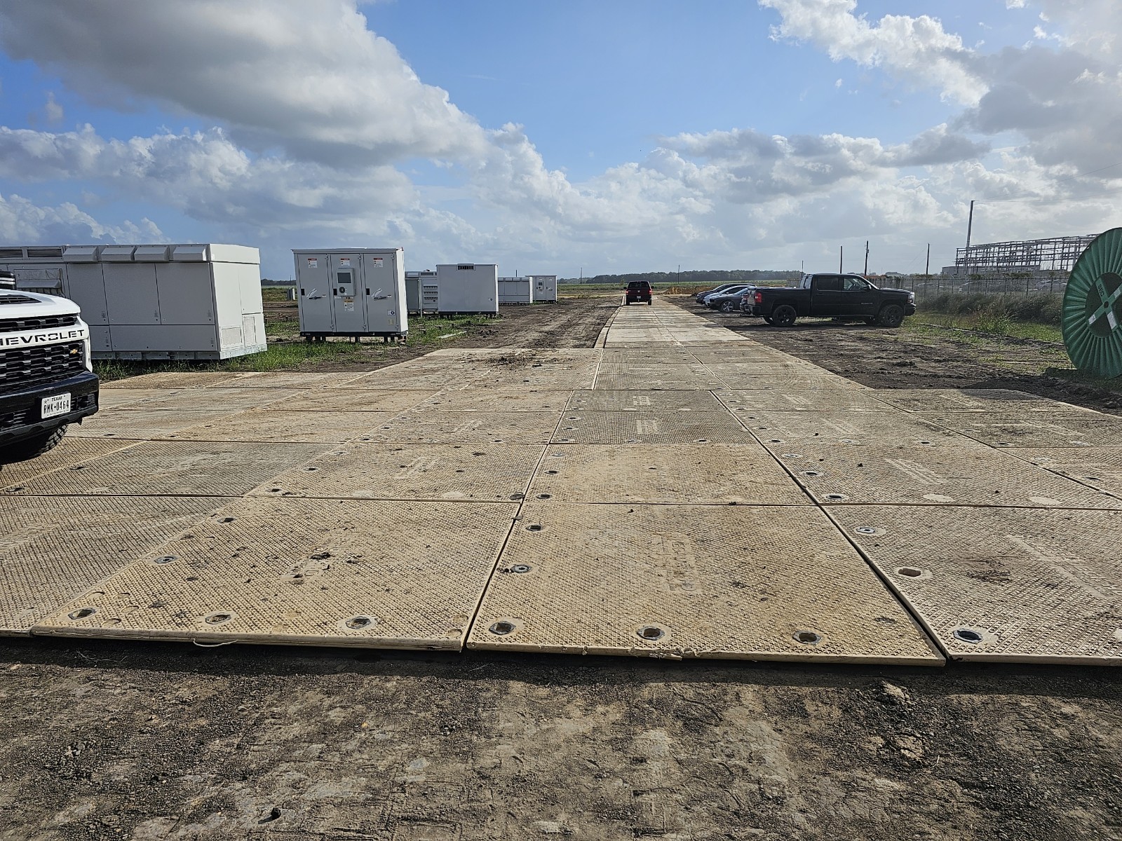 Composite mats on a data center jobsite